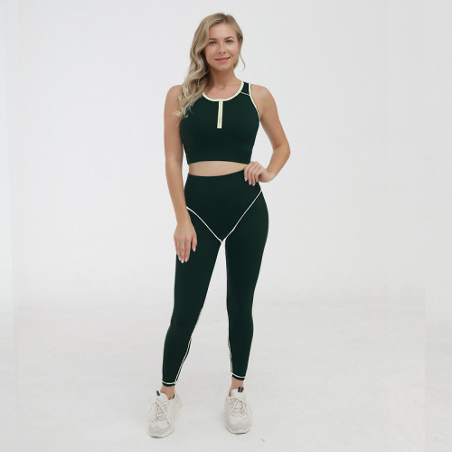 Crop Top Reißverschluss BH Legging Sportsuit