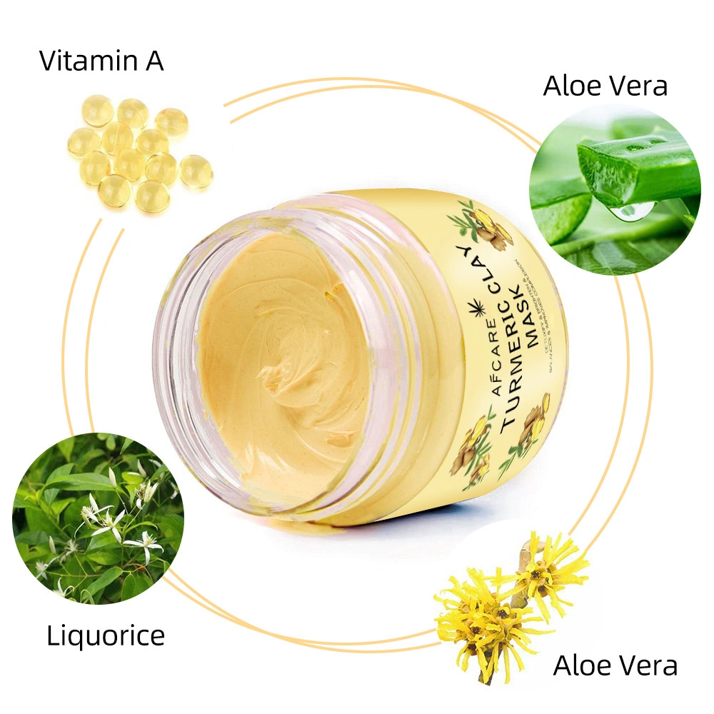 Private Label Natural Calcium Bentonite Deep Cleansing Face Mask Brightening Hydrating Skin Turmeric Powder Clay Facial Mask