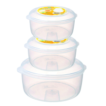 3 PC Plastic Food Container Set Round Shape Microwave Use
