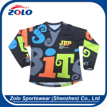 Factory direct supplier men long sleeves collar custom bmx jersey