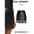 Faux Leather Lace Trim Two Tier Micro Skirt