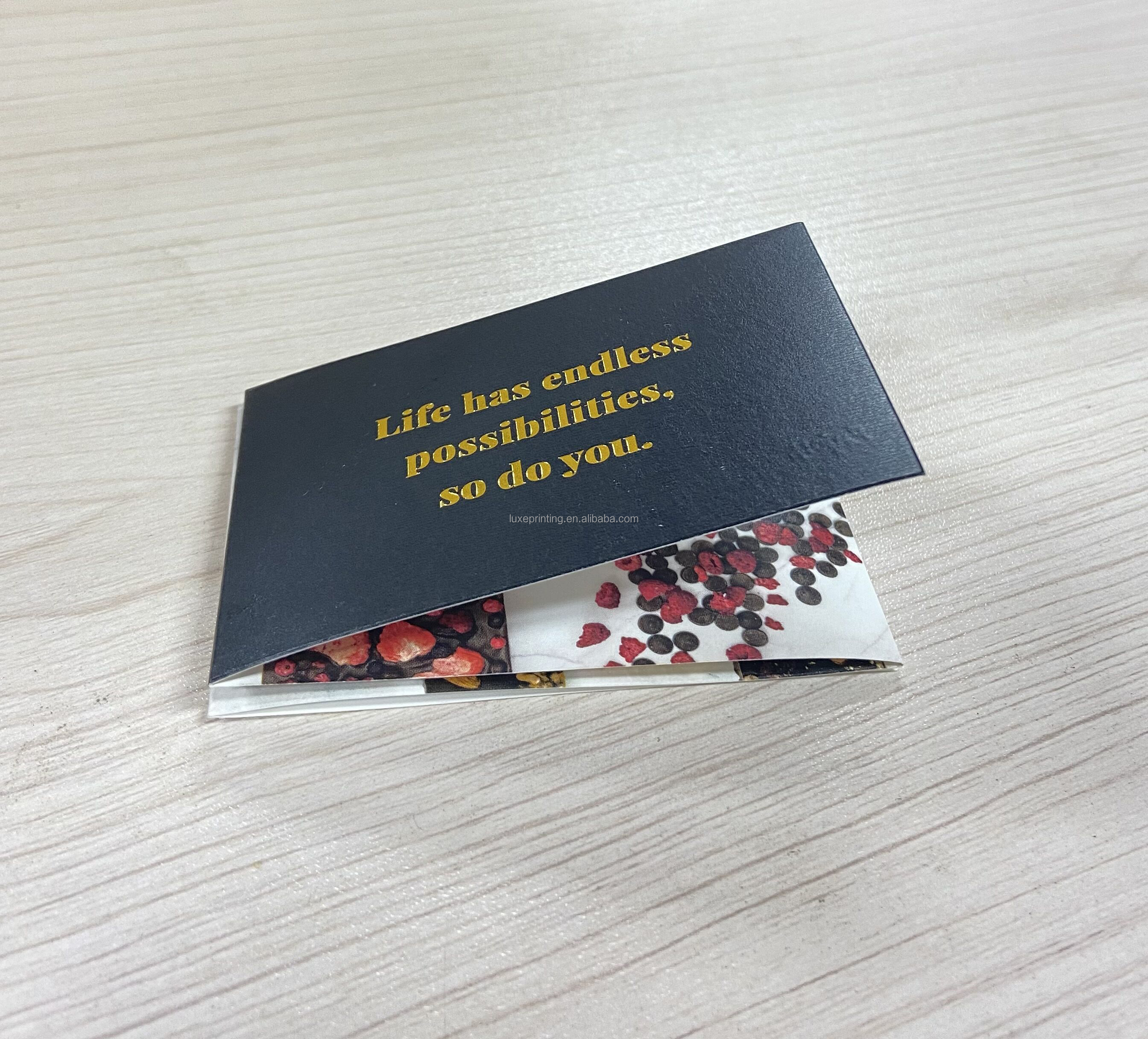 Custom printing booklet/pamphlet/manual folded leaflet luxury pocket brochure with gold foil writing