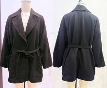 Women's Black Belted Jacket Length to the Buttock
