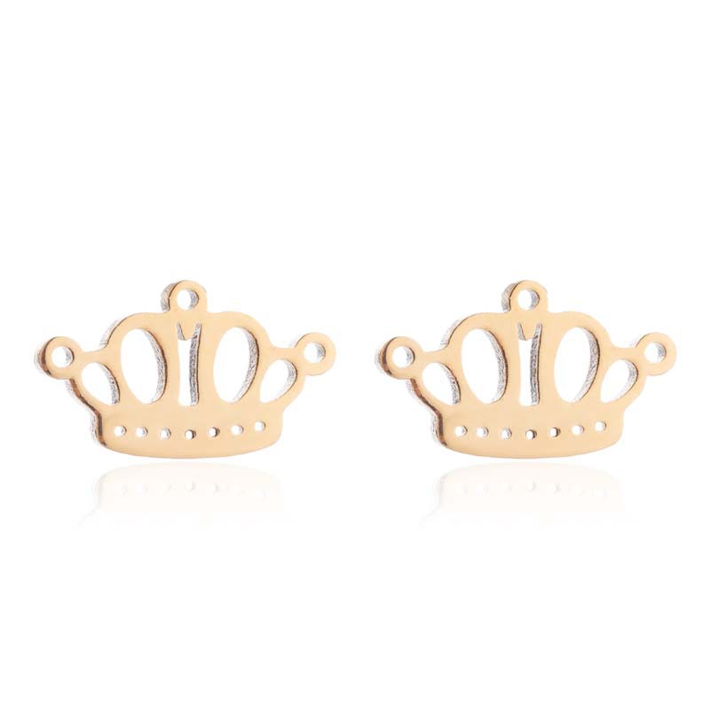 Gold Stud Earrings Necklace Jewelry Sets for Girls Wedding Jewelry Stainless Steel Crown Necklace Jewelry Set