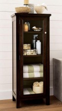 Wooden Glass Door Bathroom Shelf Linen Vanity Cabinet