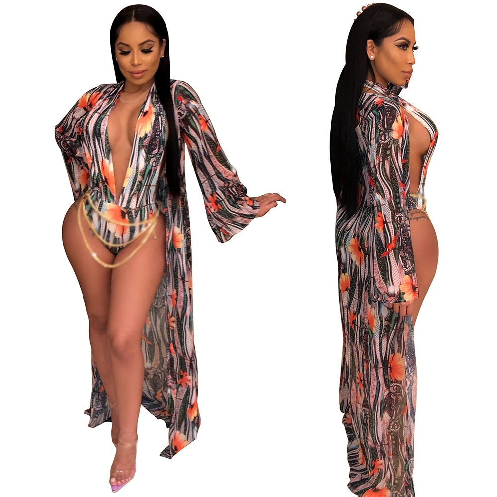 Women Two Piece Swimsuits Summer Sexy Deep V Swimwear with Cloak