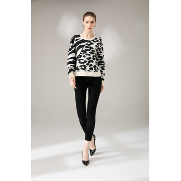 Striped leopard bump knit