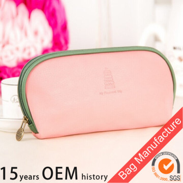 Sweet style zipper pu cosmetic bag for gifts ladies