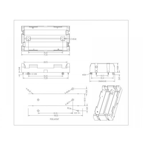 BBC-S-SN-A-18650-049P Dual-Batterie-Halter für 18650 THM