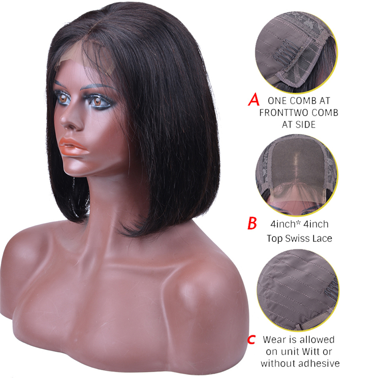 Factory Price Human Lace Wigs Short Bob Wigs Human Hair Brazilian Hair Lace Closure Wig With Baby Hair