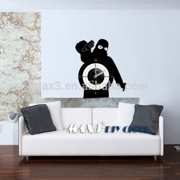 Black wall clock home decor wall sticker clock cute sticker wall clock mobility wall clock