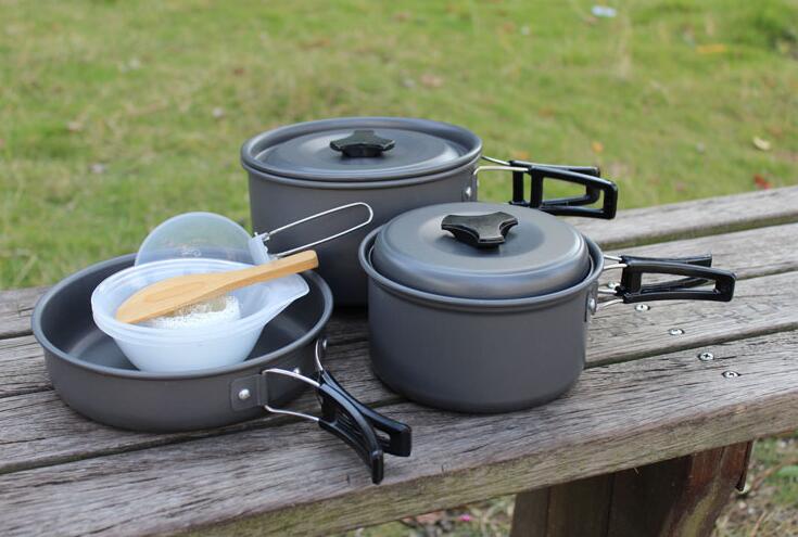 Camping Cooker Set Camping Pot Outdoor Cookware Set, Equipment Mountaineering Pot Aluminum Cooker BBQ Tableware Camping Pot