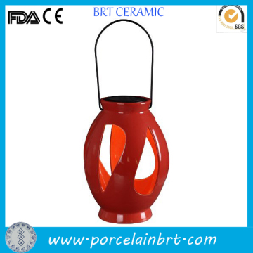 Modern Red Ceramic Graden Lantern