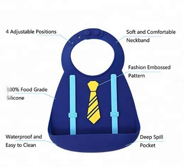 BPA Free Fashion Gentlemen Suit shape Silicone Bibs