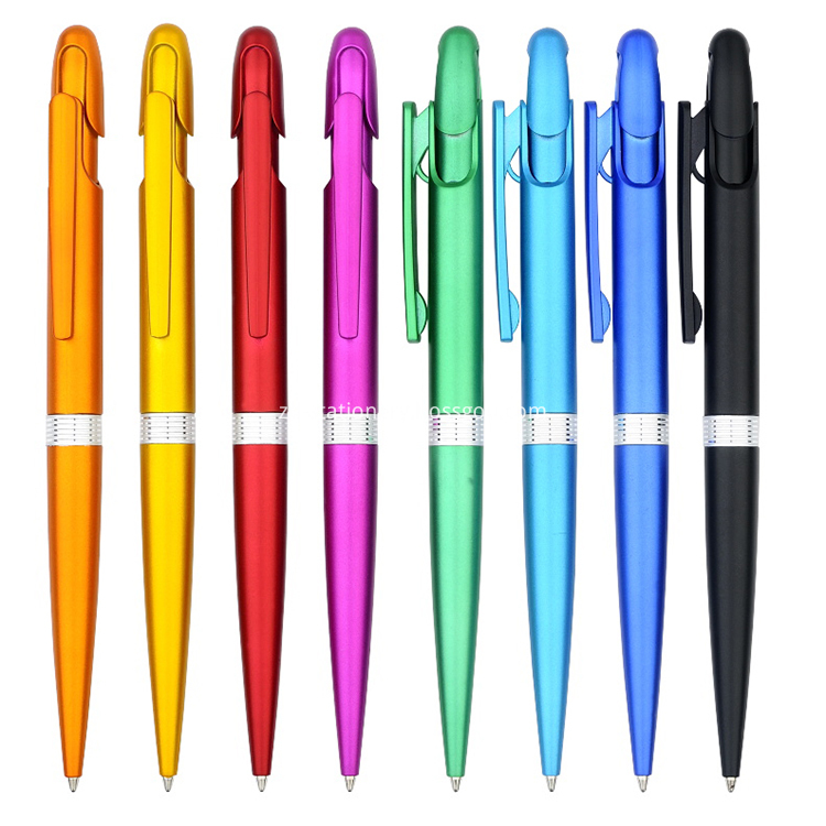 metallic color barrel economic promotional plastic pen