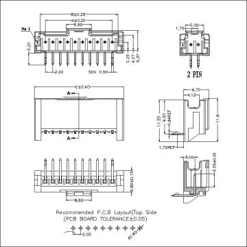 Encabezado DIP de ángulo recto de 2.00 mm