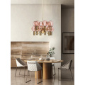 LEDER Pink Glass Vintage Chandelier