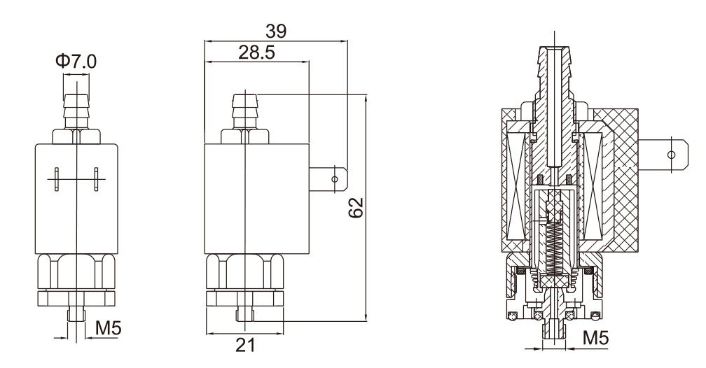 Dimension of 5515-04M Normally Closed 2/2 Way Electrical Valve: