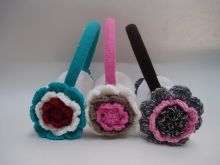 Flowers Design Knitted Earmuff