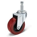 Red PU castor Swivel bolt hole caster wheel