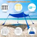 Portable Beach Sun Shelter with 4 Aluminum Poles