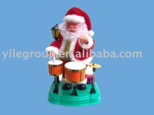 10" Santa playing drum /electrical santa toys/10''santa