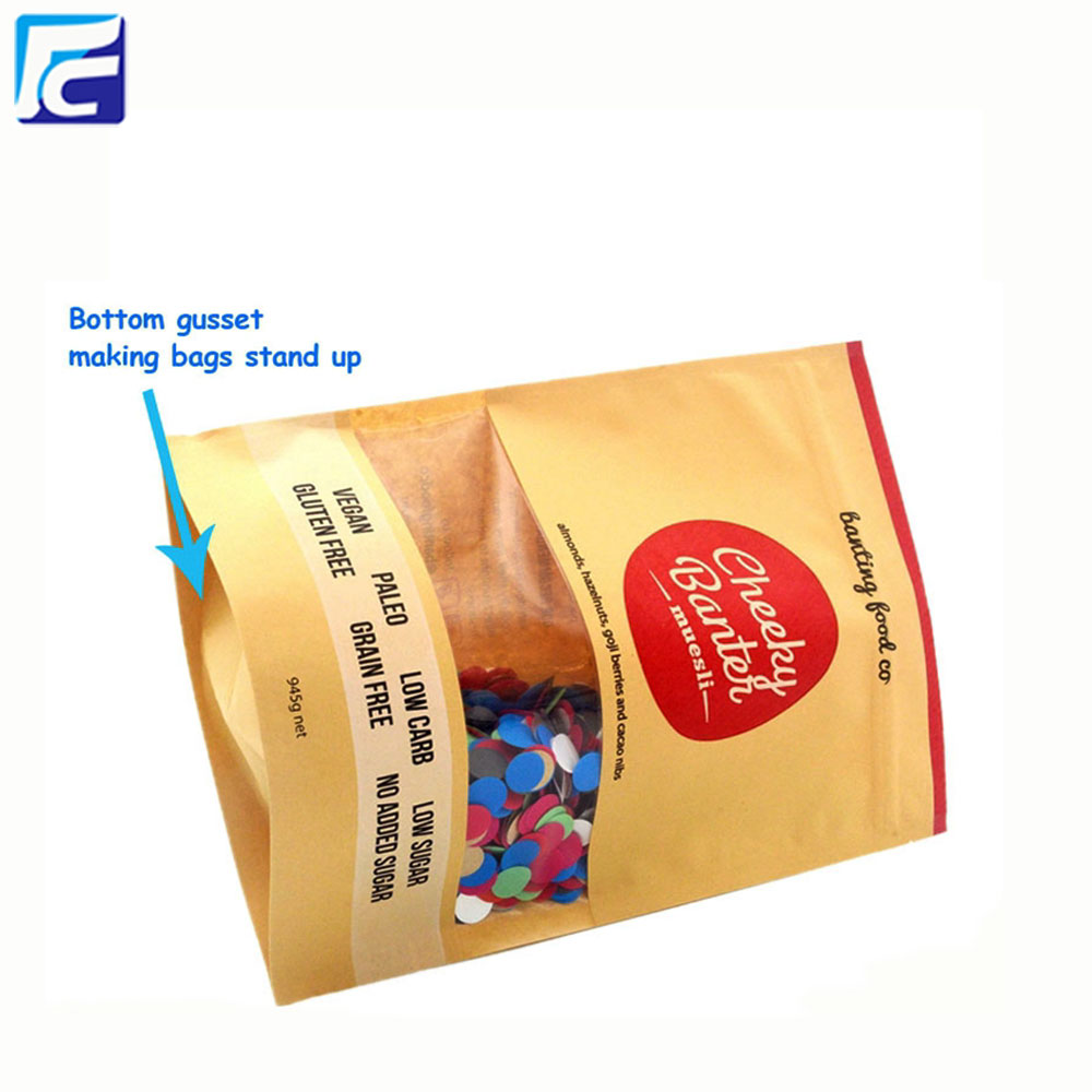 Food grade kraft paper bag with zip lock