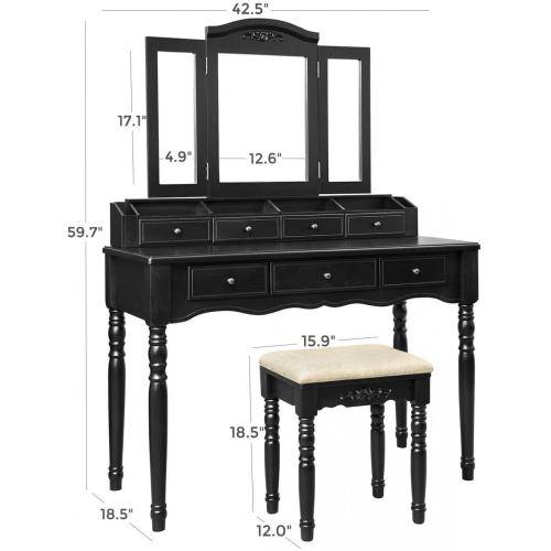 Vanity Makeup Set with 7 Drawers Dressing Table