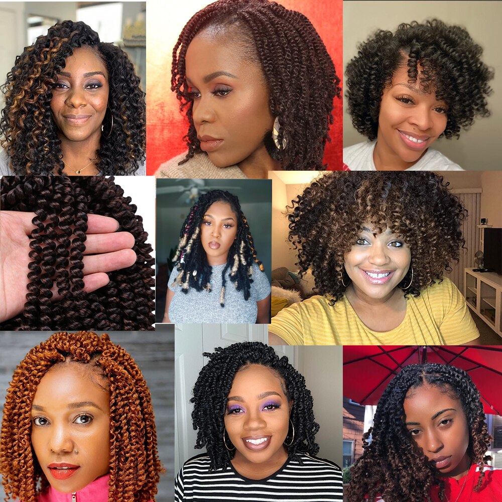 Synthetic braiding Hair 8 Inch Ombre Spring Twist Hair 30Strands/Pack Passion Twist Crochet Braid Hair  Extensions