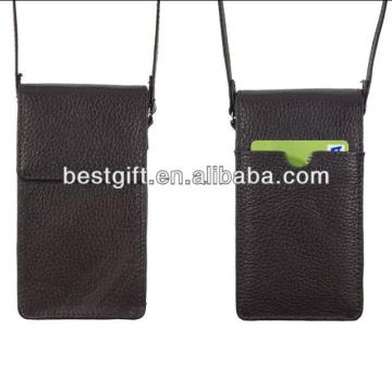 mobile phone leather case for iphone 4 leather pouch with strap