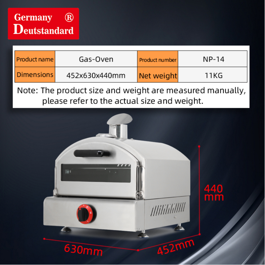 Panggangan oven pizza gas tunggal atas meja dengan stainless steel untuk dijual