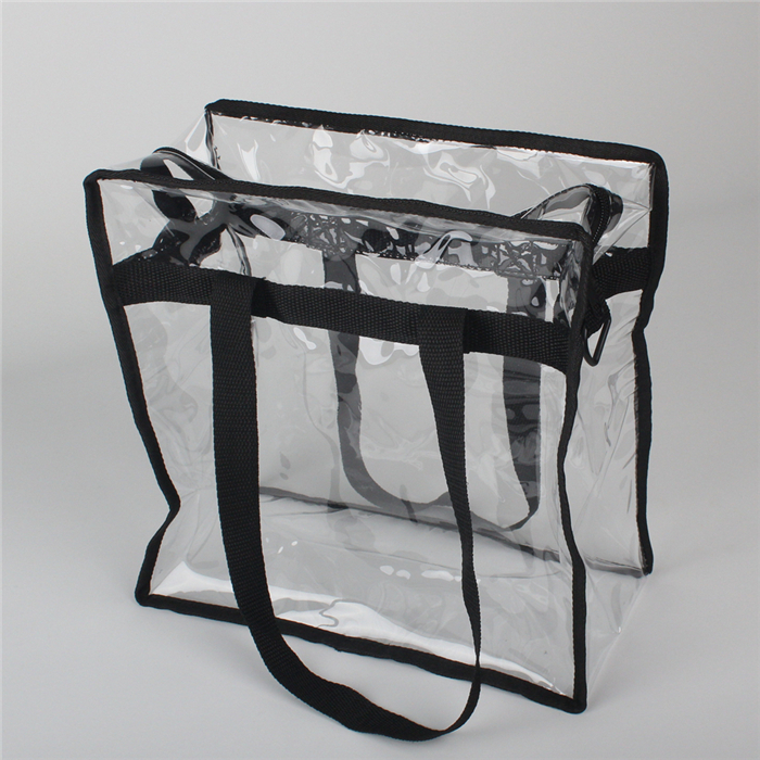 12 x 12 Stadium Security Approuvé grand plastique noir tout sac en fourre-tout en PVC en vinyle transparent avec une longue bandoulière