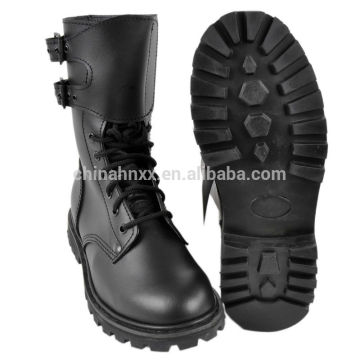 army costume black 100% leather boot Vulcanized Combat Boots