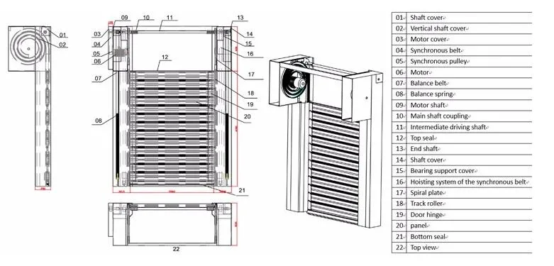Industrial Aluminum Alloy Fast Acting Spiral Shutter High Speed Roll up Door with Control System PLC