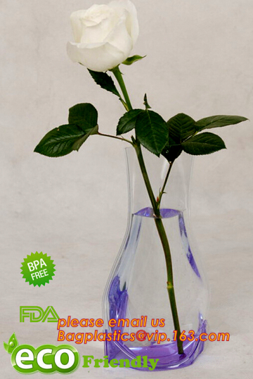 Fashion foldable PVC plastic bag flower vase for promotion, Plastic bag flower vase ,pvc vase,Folding flower vase