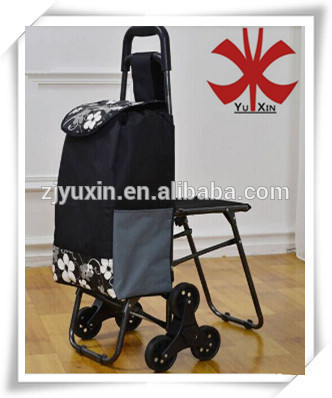 New folding shopping trolley bag with seat / Shopping trolley bag with chair