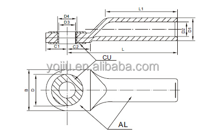 Manufactured DTL-3 Type Electric Connector Cable Copper Aluminum Terminal Lug