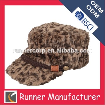 fashion winter cap with visor plush