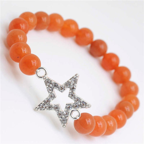 Red Aventurine Gemstone Bracelet with Diamante alloy star Piece