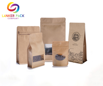 Reusable Kraft Paper Coffee Bags With Clear Window