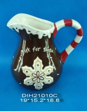 Hand-Painted Ceramic Water Pitcher for Christmas Decoration