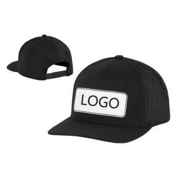 Customized Men's 5-Panel Embroidered Patch Perforated Baseball Cap