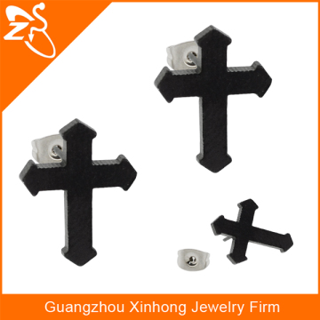 Factory cheap black ear studs ear piercing cross body jewelry