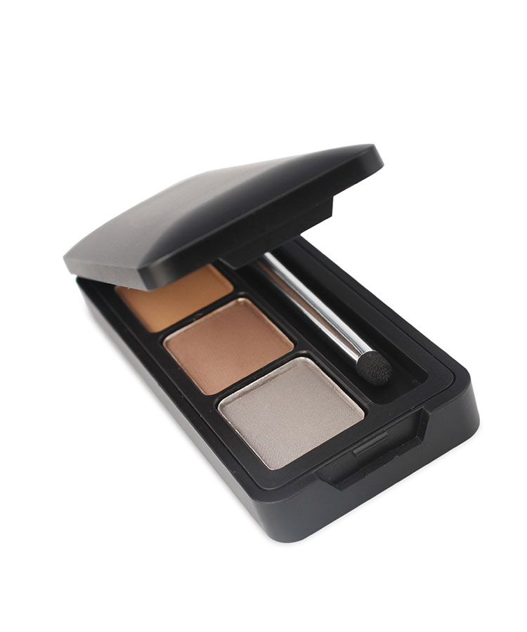 3 color eyebrow powder Palette Waterproof durable long lasting Light brown dark brown gray with brush cover Mirror vegan