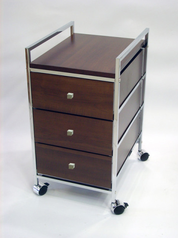 3-Tier MDF wood storage cart with drawers