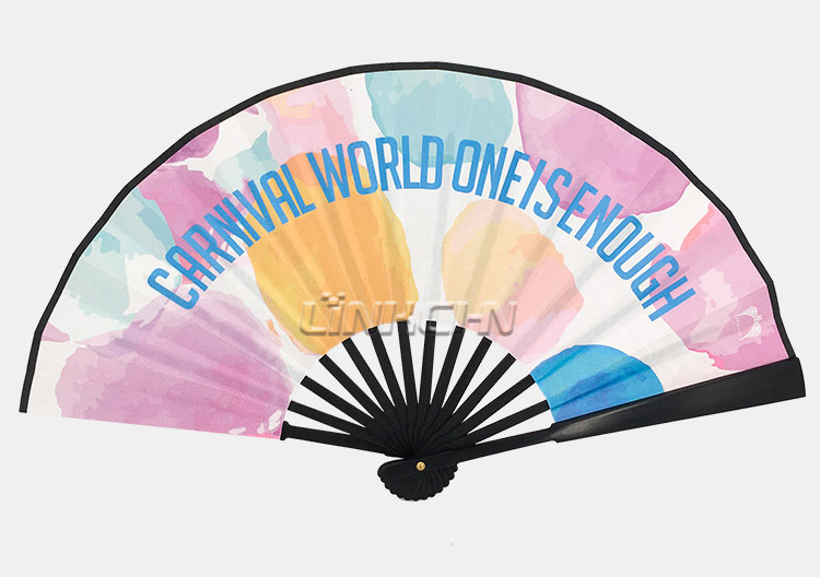 Customized bamboo hand held folding fan with bamboo frame