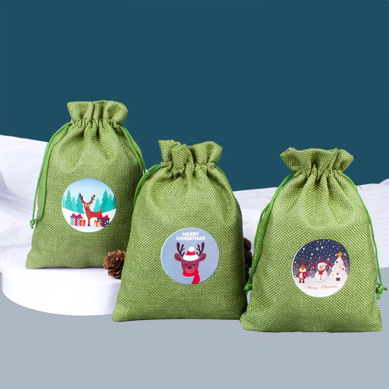 Wholesale Cheap Drawstring Linen Fabric Bags with Logo for Gift Packaging