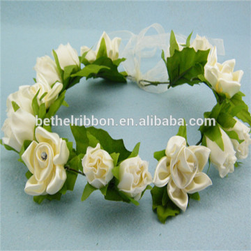 Cream silk flower garland for girls