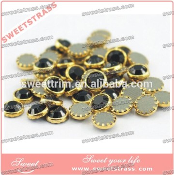 SS16 Hot fix gold Rim Rhinestones for clothing