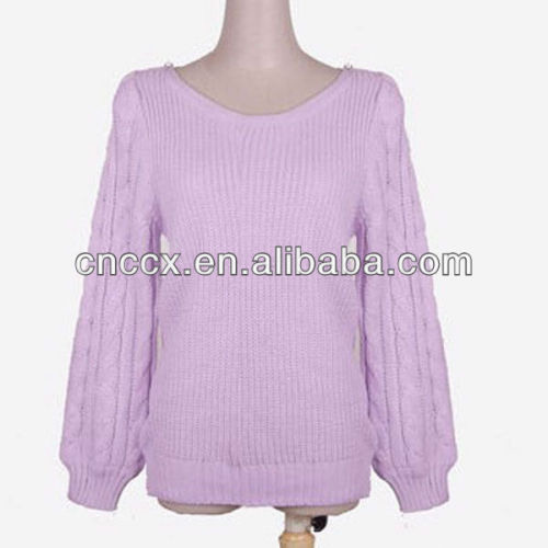 13STC6001 Fashion lady cable-kint pullover boat neck sweaters
